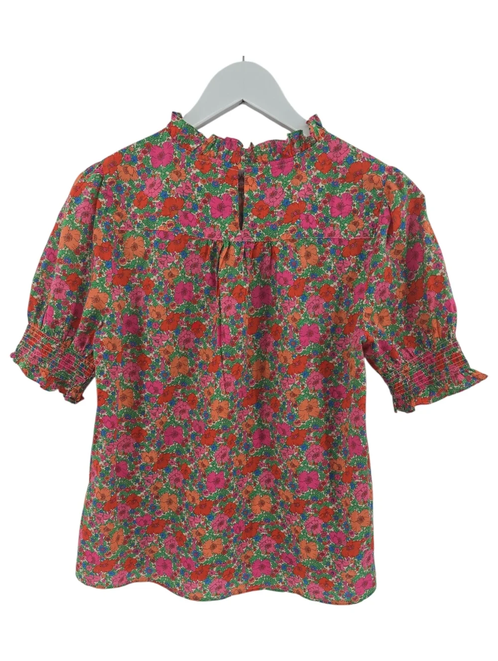 J. Crew Smocked Puff-Sleeve Top in Liberty® Meadow Song Fabric Size Small